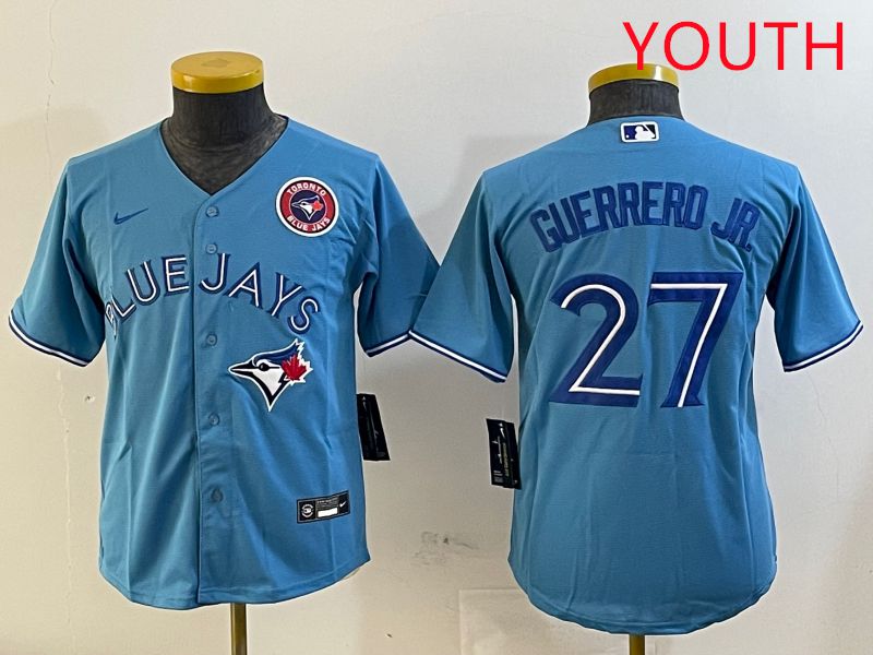 Youth Toronto Blue Jays 27 Guerrero jr Light Blue Game 2025 Nike MLB Jersey style 3